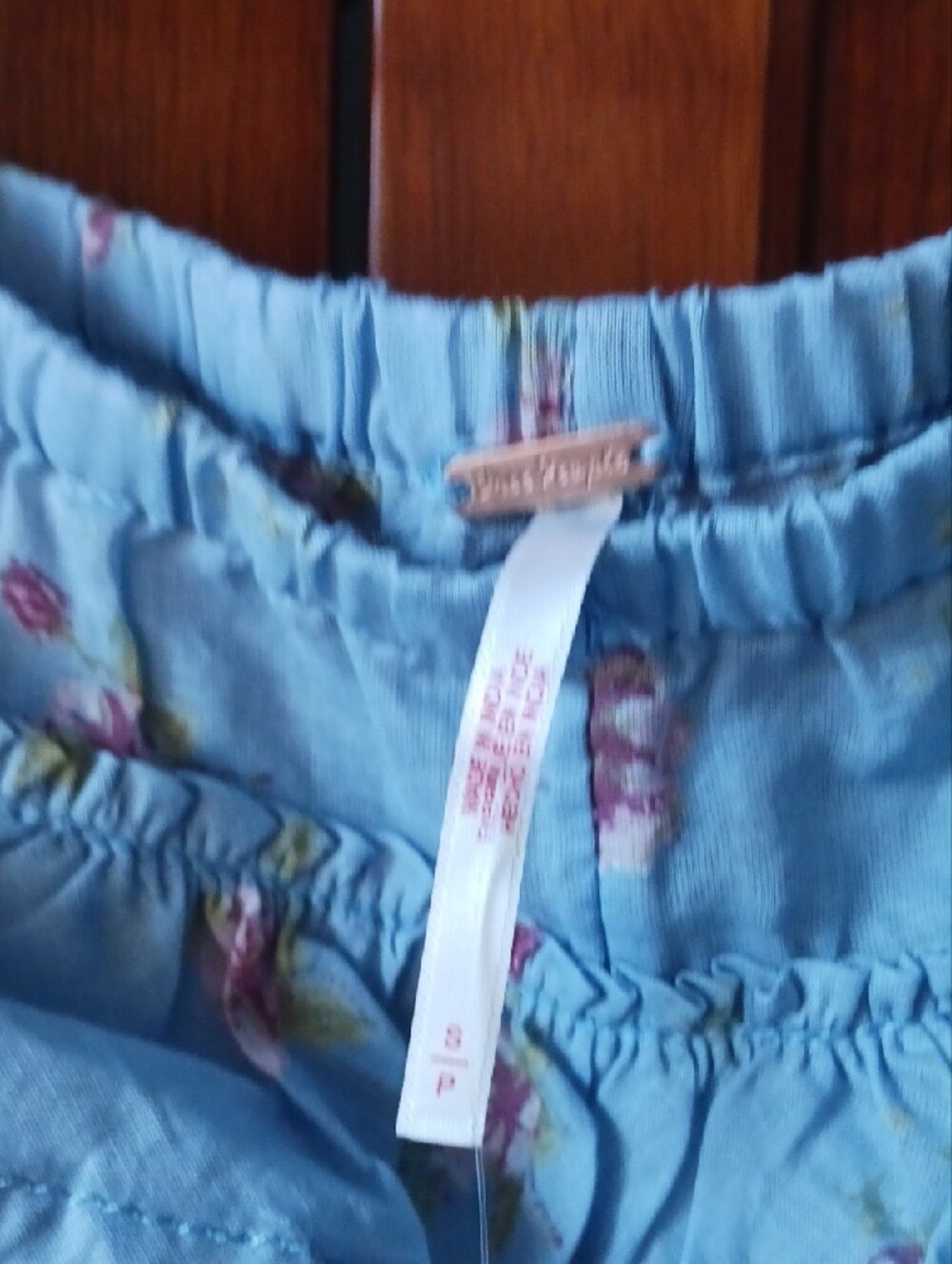 NEW! Free People "Ruffle Up Bloomers" Light Blue Ruffle Floral High-Waist Shorts - Picture 2 of 14
